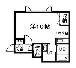 ロイヤルポケット 1Kの間取図画像