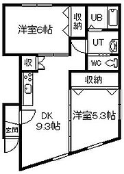 コムハウス 2DKの間取図画像