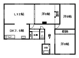豊岡4.8ハイツ 3LDKの間取図画像