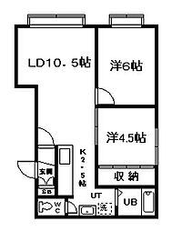 アビタシオン旭川1 2LDKの間取図画像