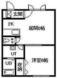 ハイムビオトーク 1DKの間取図画像