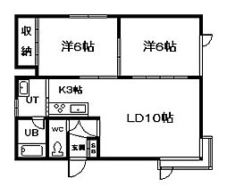 ピュアドリーム 2LDKの間取図画像