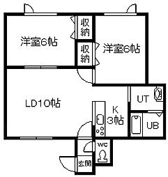 パセオ 2LDKの間取図画像