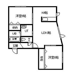サクシードA 2LDKの間取図画像