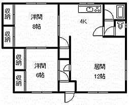 アラモアナ豊岡A 2LDKの間取図画像