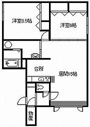 リリヴァレ・2 2LDKの間取図画像