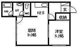 イースト4・2ハイツ 1DKの間取図画像