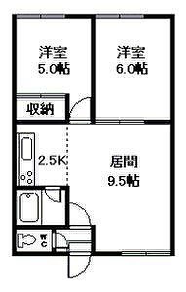 シティハイムエステート 201｜北海道旭川市豊岡十二条9丁目(賃貸マンション2LDK・2階・41.44㎡)の写真 その2