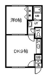 メゾン東422 1LDKの間取図画像