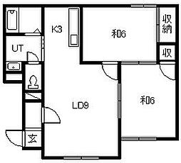 パレーシャルシティ 2LDKの間取図画像
