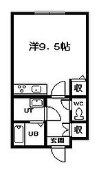Liberty花咲 ワンルームの間取図画像