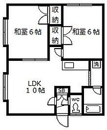 パークサイド高畠 2LDKの間取図画像