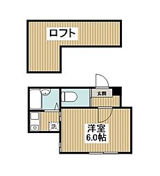 サザンリーフ中央林間1 1Kの間取図画像