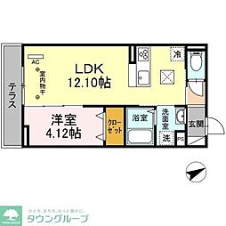 アーリントンハイツ矢部 1LDKの間取図画像