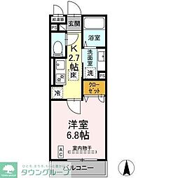 サンビレッジ中央 1Kの間取図画像