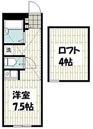 バードグレイス桜ヶ丘 ワンルームの間取図画像