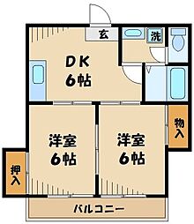 リンカン2in1 2DKの間取図画像