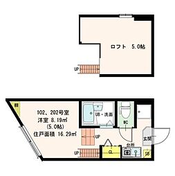 JR横浜線 町田駅 徒歩11分の賃貸アパート 2階1Kの間取り