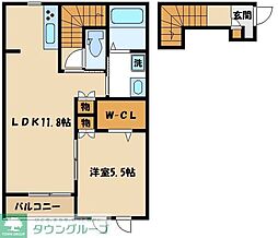 Ｅｌｅｇａｎｚａ　Ｓｏｌａｒｅ 2階1LDKの間取り