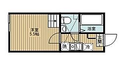 小田急小田原線 相模大野駅 徒歩10分の賃貸アパート 2階1Kの間取り