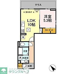 JR横浜線 矢部駅 徒歩4分の賃貸アパート 1階1LDKの間取り