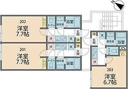 小田急小田原線 小田急相模原駅 徒歩9分の賃貸アパート 2階1Kの間取り