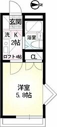 JR横浜線 町田駅 徒歩10分の賃貸アパート 2階1Kの間取り