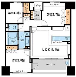 ＫＤＸレジデンス町田 3階3LDKの間取り