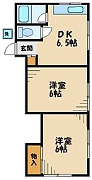 JR横浜線 町田駅 徒歩6分の賃貸アパート 2階2DKの間取り
