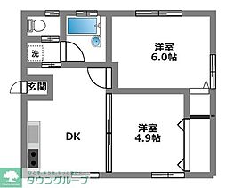 小田急小田原線 町田駅 徒歩21分の賃貸アパート 2階2DKの間取り