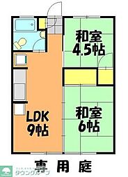 JR横浜線 町田駅 徒歩12分の賃貸マンション 1階2LDKの間取り