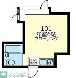 コーポラス三ツ沢 1階ワンルームの間取り