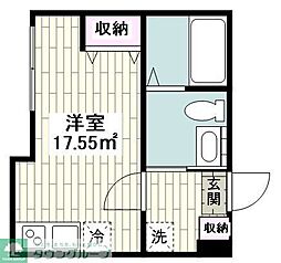 横浜市営地下鉄ブルーライン 三ツ沢上町駅 徒歩4分の賃貸アパート 3階1Kの間取り