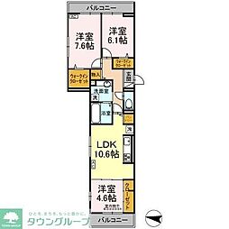 アベニール大倉山 3LDKの間取図画像