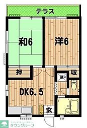 コーポラス羽沢 2DKの間取図画像