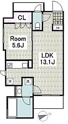 プラウドフラット横浜 ワンルームの間取図画像