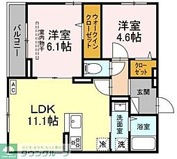 D Paina 鴨居II 2LDKの間取図画像