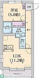 フクルーエ平成高田 1LDKの間取図画像