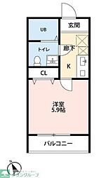 レガーロ菊名 1Kの間取図画像