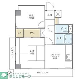 グランデュール六義園 2DKの間取図画像