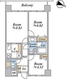 コンフォール・シェ・ソア 2LDKの間取図画像