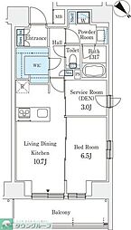 JR山手線 西日暮里駅 徒歩2分の賃貸マンション 8階1LDKの間取り