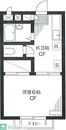 コトー西が丘 2階1Kの間取り