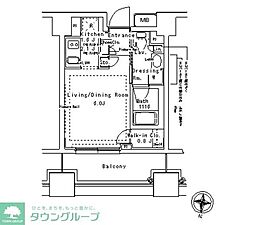 パークアクシス御茶ノ水ステージ 3階1Kの間取り