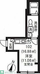 ブランドール坂下三丁目 1階ワンルームの間取り