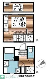 睡鴨荘 1階ワンルームの間取り