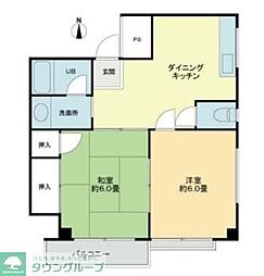 北町コーポ3 2DKの間取図画像