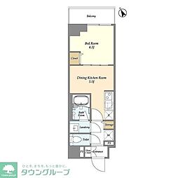 グランカーサ江戸川橋 5階1DKの間取り