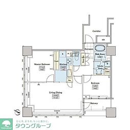 レジディアタワー上池袋タワーサイド 2LDKの間取図画像