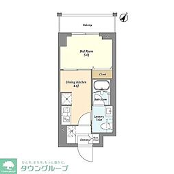 リテラス三ノ輪ウエスト 1DKの間取図画像